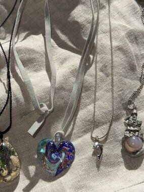 Pendant Necklace Bundle Castle Orb Heart Seahorse Glass